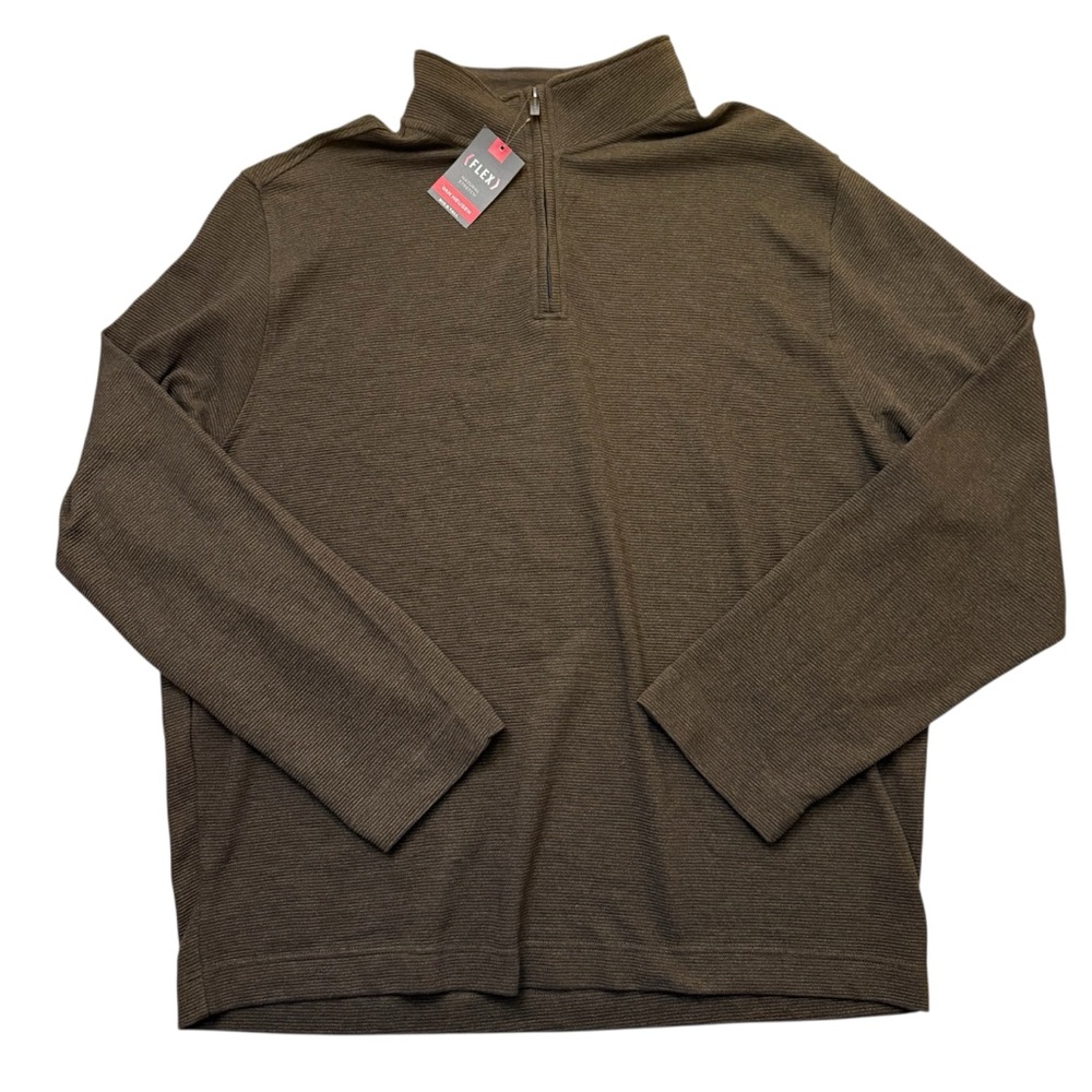 NWT Van Heusen Flex Men’s Big and Tall Brown Pullover Quarter Zip XXL Tall Relax
